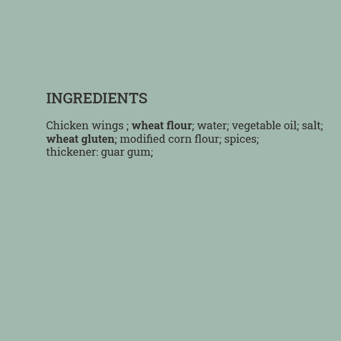 Crispy wings ingredients